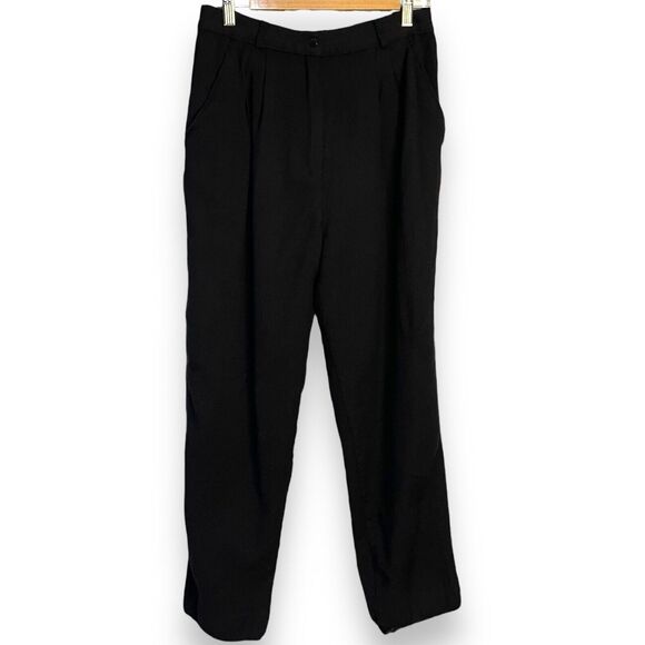Collections Internationale Wool Dress Pants Women's 10 Black Pockets Retro Zip - Picture 1 of 13